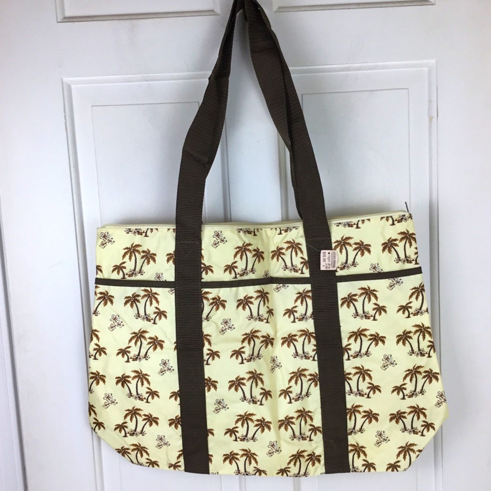Tropical Palm Tree Tote Bag Vacation Zip Close NWT